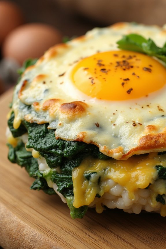 nutritious egg spinach rice cakes
