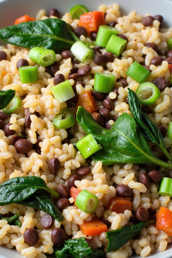nutritious lentil spinach rice