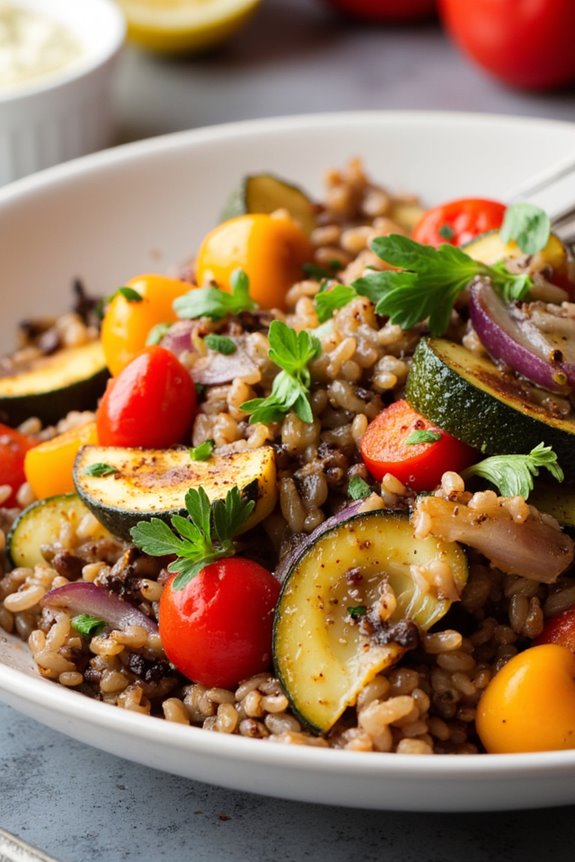 nutty rice and roasted vegetables