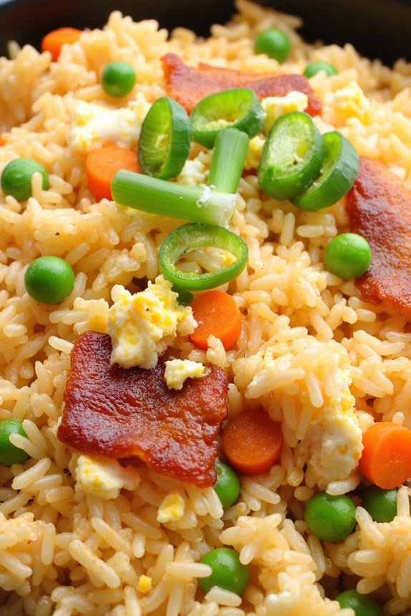 oven baked bacon and egg fried rice