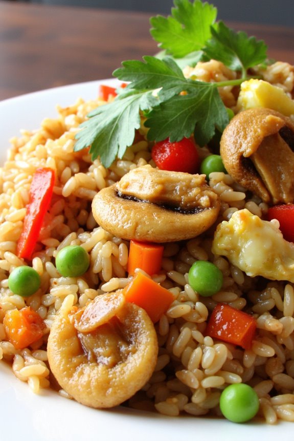 oyster mushroom garlic fried rice