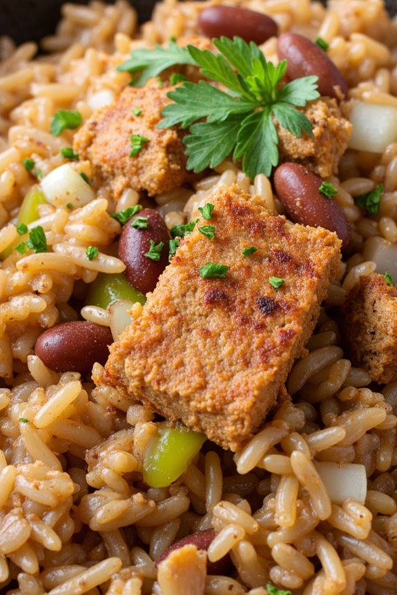 pork and beans rice dish