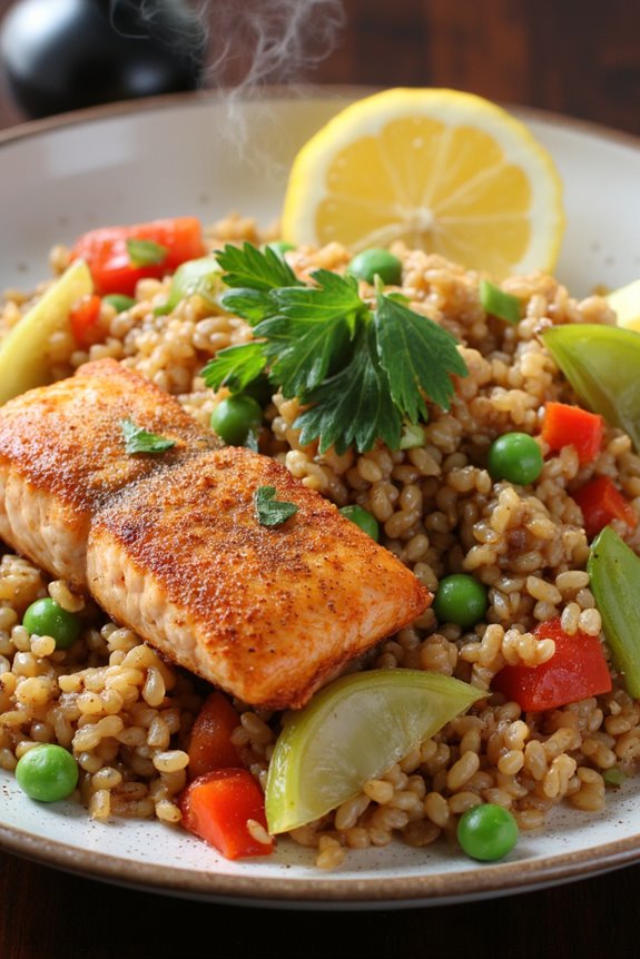 salmon quinoa dirty rice recipe