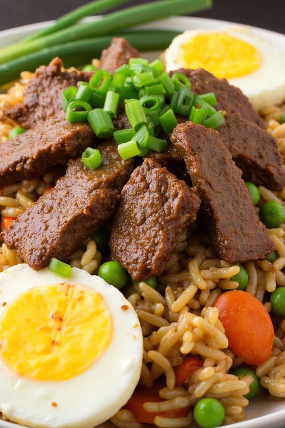 savory beef and egg fried rice