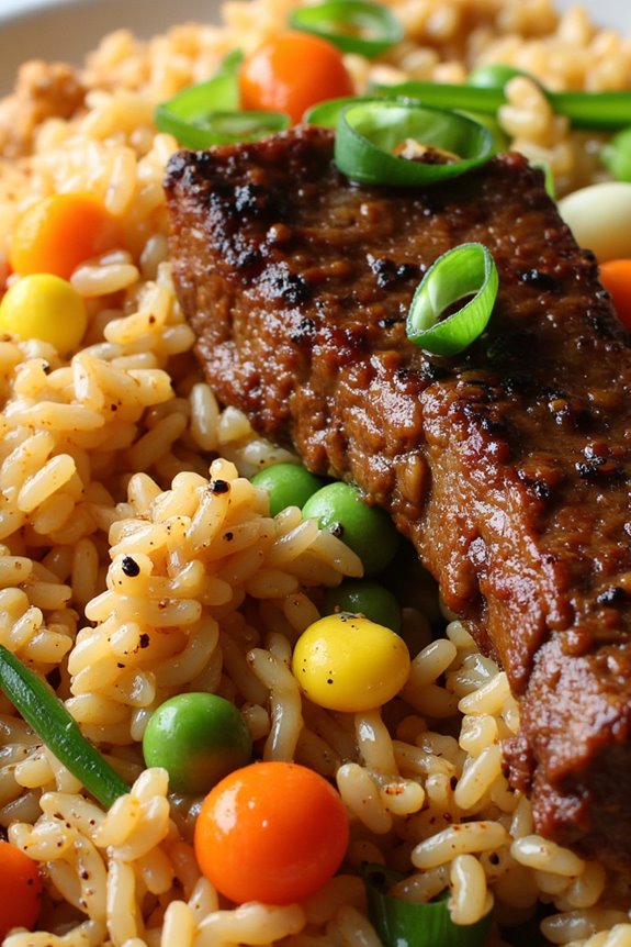 savory black pepper steak fried rice