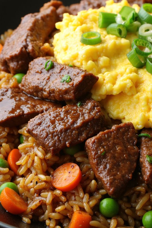 savory ginger soy beef fried rice