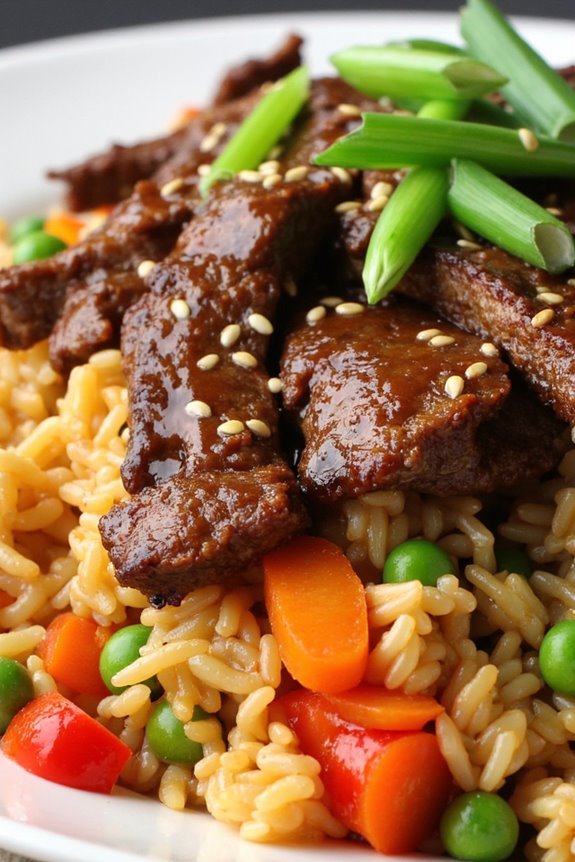 savory hoisin honey steak fried rice