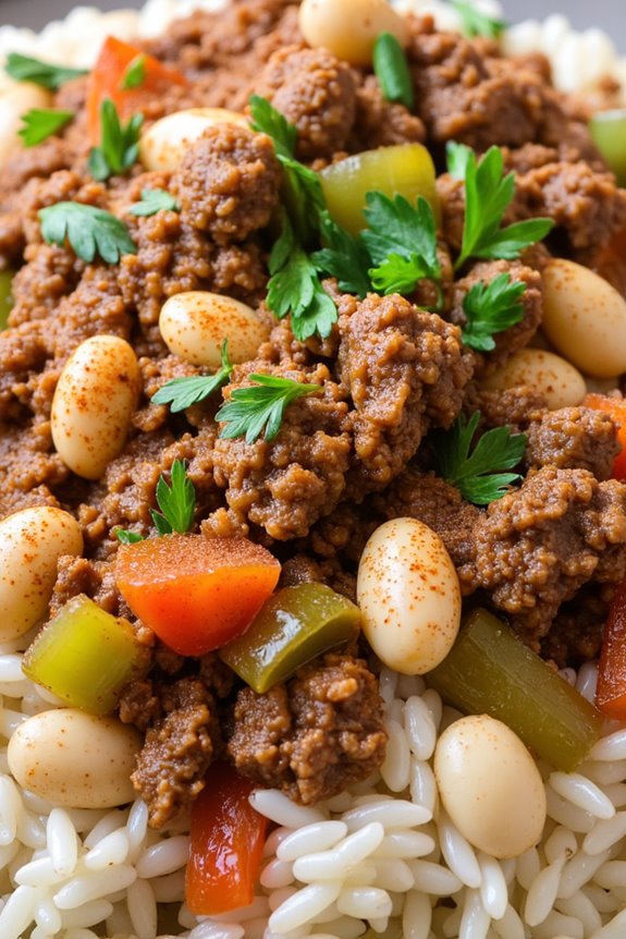 savory lamb and beans