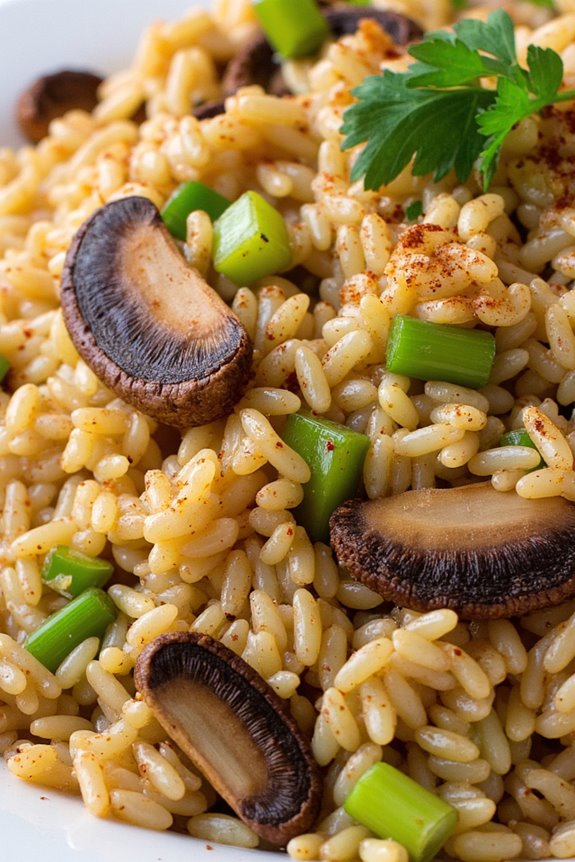 savory mushroom infused rice dish