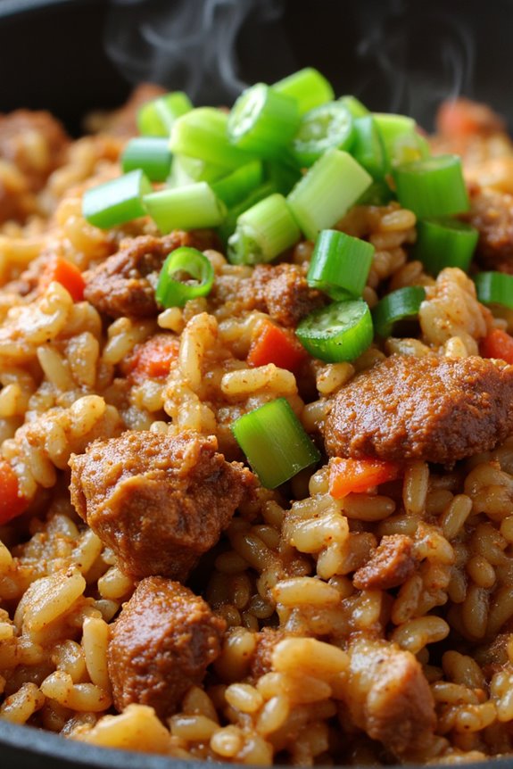 slow cooked creole dirty rice