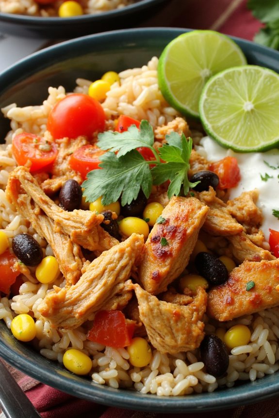 slow cooker chicken rice bowl