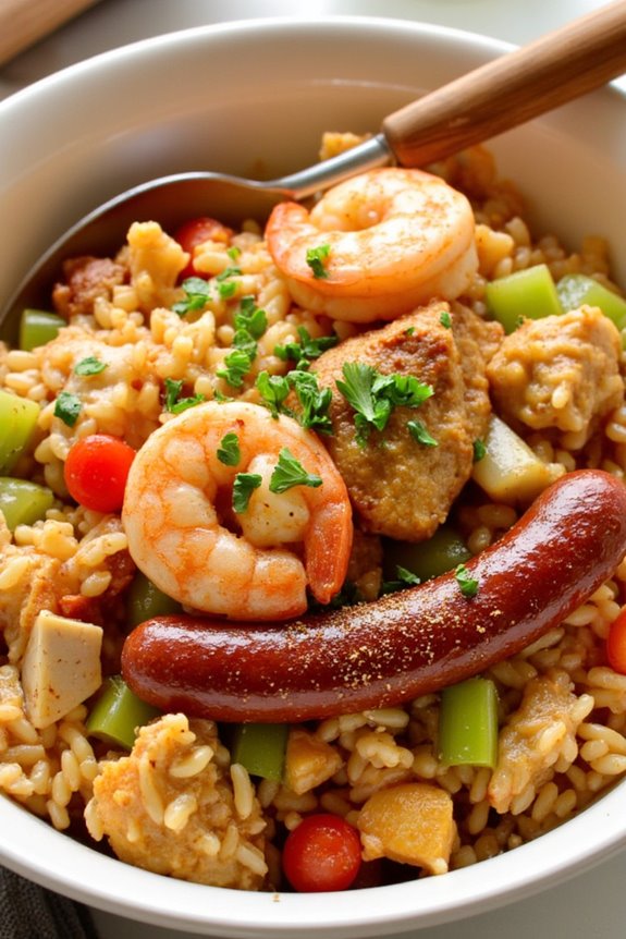 slow cooker jambalaya rice bowl