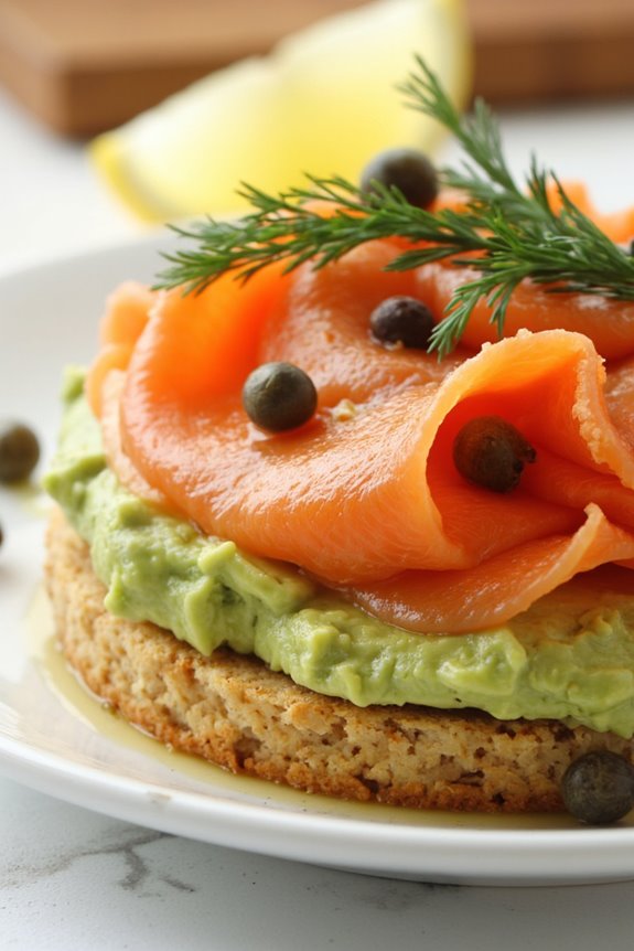 smoked salmon avocado rice cakes