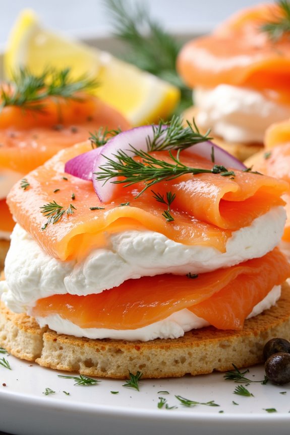 smoked salmon cream cheese stack