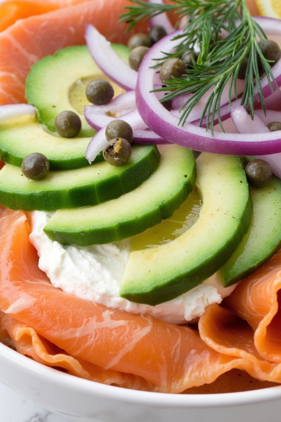 smoked salmon rice cake bowl
