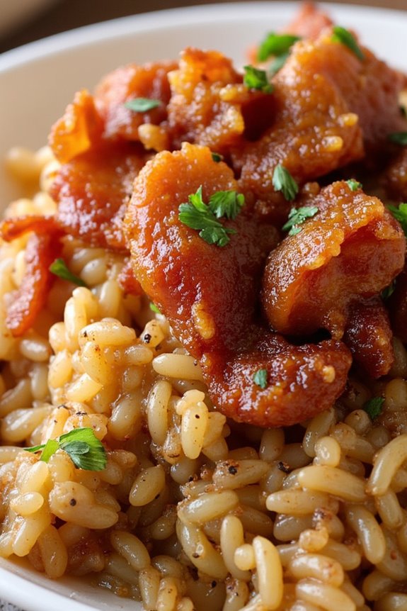 smoky bacon brown rice dish