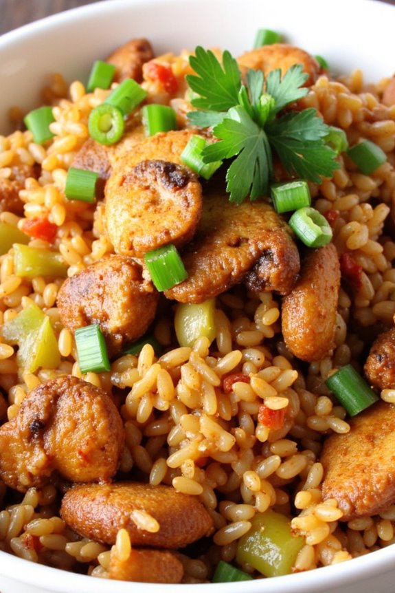 spicy cajun mushroom rice