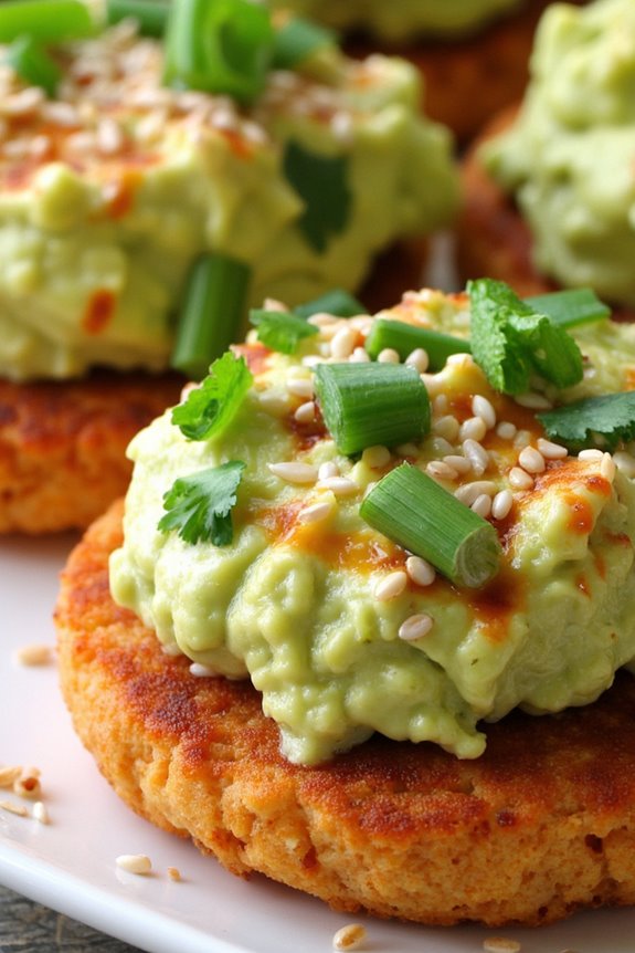 spicy creamy avocado rice cakes