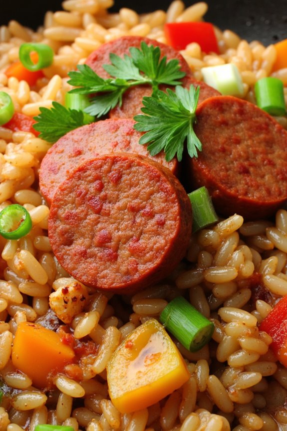 spicy sausage rice dish