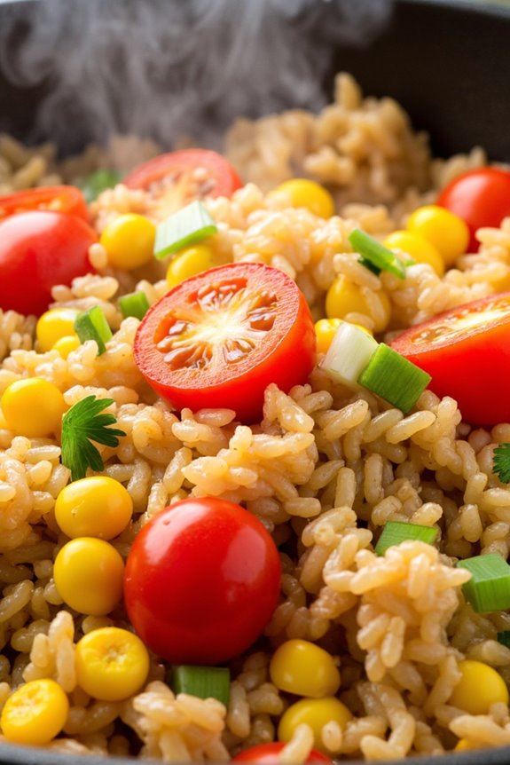 sweet corn tomato rice dish
