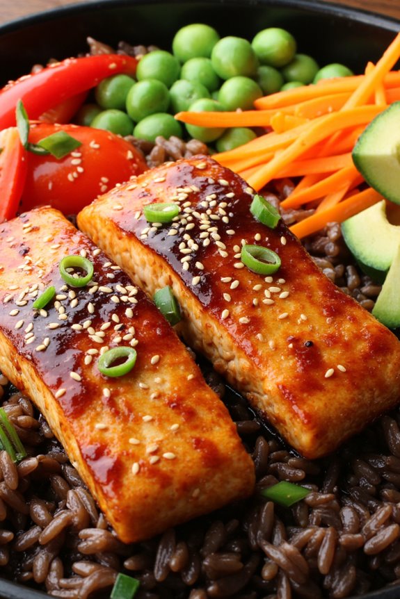 teriyaki salmon wild rice bowl