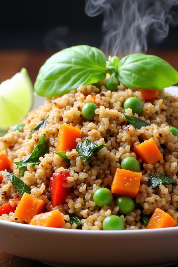thai basil quinoa stir fry