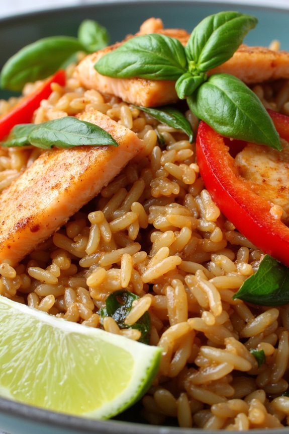 thai basil salmon fried rice