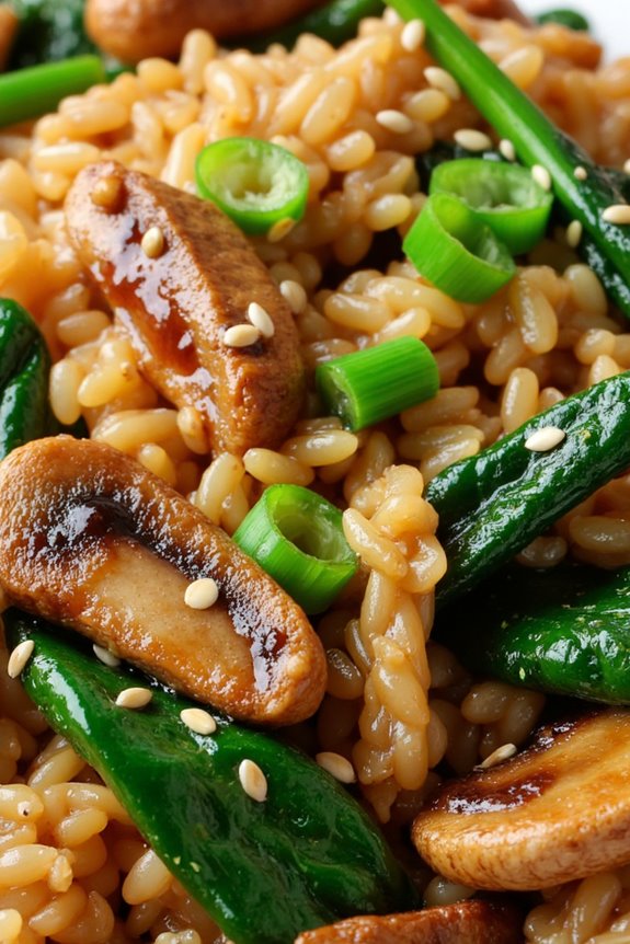 vegan mushroom spinach fried rice