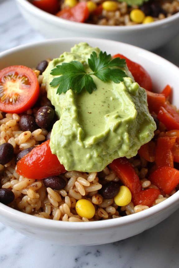 vegan spicy rice bowl