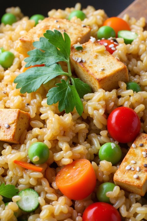 vegan tofu cauliflower fried rice