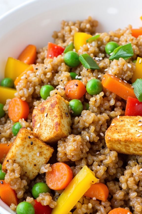 vegan tofu quinoa fried rice