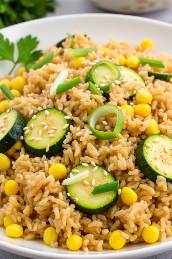 vegetarian zucchini corn fried rice