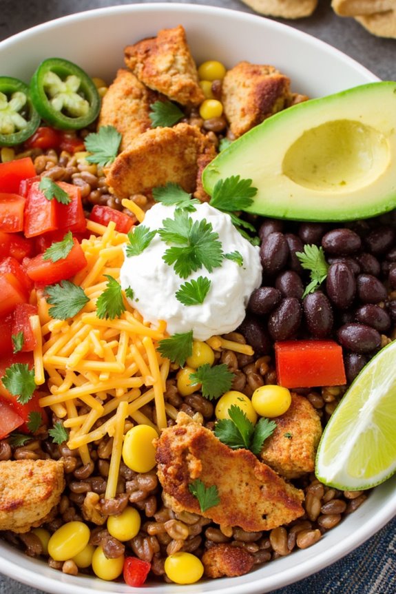 vibrant mexican chicken rice bowl