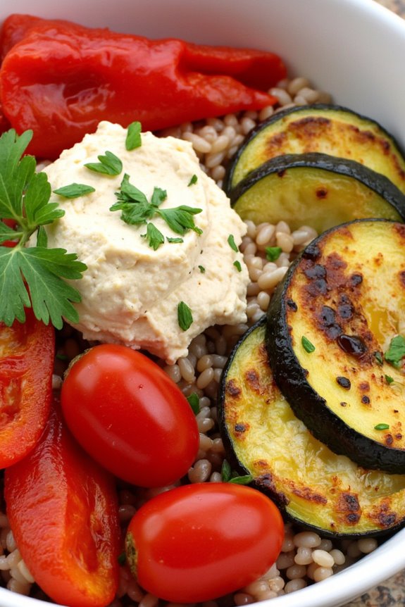 vibrant roasted veggie rice bowl